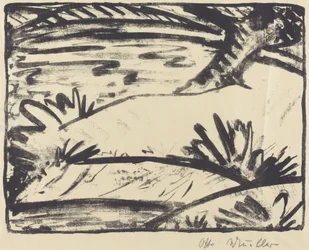 Paesaggio con albero e acqua