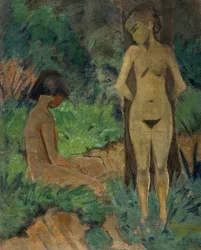 Bagnanti sotto gli alberi