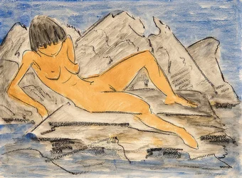 Nudo femminile sdraiato vicino all