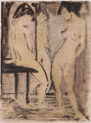 Tre nudi femminili (acquerello, gesso su carta)