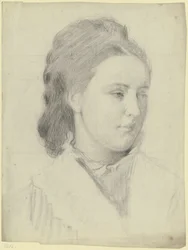 Ritratto di giovane donna di tre quarti
