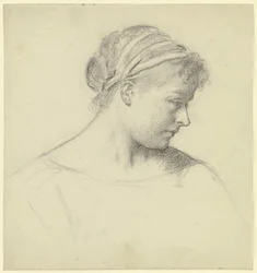 Testa della donna seduta da „Preparazione per il ballo in costume“