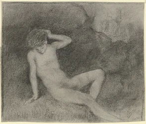 Giovane nudo disteso in un paesaggio (Narciso?)