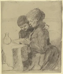 Luise Scholderer legge un libro insieme a suo figlio Victor