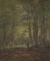 Interno del bosco con figure