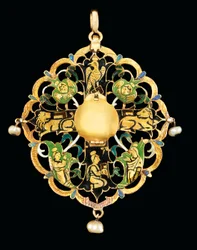 Reliquiario armeno con gemme e smalto