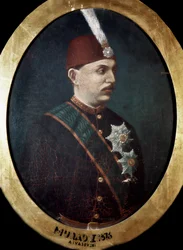 Impero Ottomano: Ritratto del Sultano Mehmed Murad V (1840-1910) Dipinto. 1876. Biblioteca Topkapi Sarayi Istanbul
