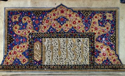 Arte ottomana: pagina di manoscritto turco. XVI secolo. Collezione privata