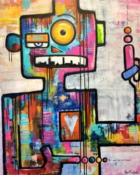Robot colorato di street art