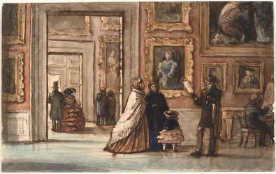 Interno con visitatori a Palazzo Pitti a Firenze