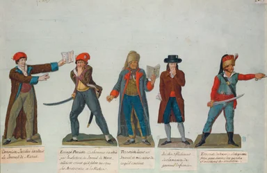 Giacobini e terroristi durante il periodo del Regno del Terrore (1793-4) durante la Rivoluzione Francese