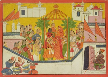 Il matrimonio di Rama e dei suoi fratelli dal Sangri Ramayana, Kulu-Mandi, Himachal Pradesh, 1760-65