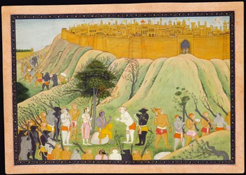 Rama e Lakshmana in consiglio con gli alleati scimmia e orso, c.1800