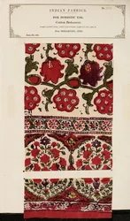 Campione di copriletto in cotone da Shikarpore in Sind, da The Collection of the Textile Manufacturers of India, di John Forbes Watson, pubblicato nel 1866