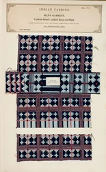 Campione di sciarpa in cotone da Nurrapore in Sind, da The Collection of the Textile Manufacturers of India, di John Forbes Watson, pubblicato nel 1866