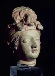 Testa, da Gandhara, stile greco-buddista, I-IV secolo