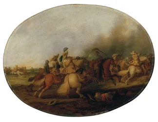 Uno scontro di cavalleria con un soldato caduto, 1637