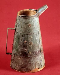 Antichità cristiana: vaso liturgico decorato con scene della vita di Cristo. III secolo d.C. Saint Germain, Museo delle Antichità