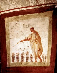 Arte paleocristiana: La moltiplicazione dei pani e dei pesci. Catacomba di Via Anapo, Roma