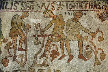 I figli di Noè piantano la vite. Mosaico