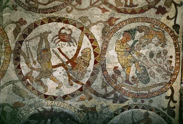 I segni dello Zodiaco dal pavimento a mosaico del (mosaico)