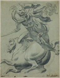 Perseo che tiene la testa di Medusa, con Pegaso sullo sfondo