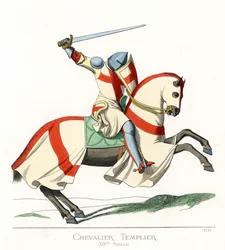 Un cavaliere templare a cavallo