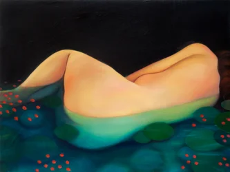 Nightswimming, 2019 (olio su pannello di legno)