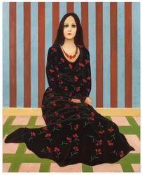 La signora con i fiori, 2016 (olio su pannello di legno)
