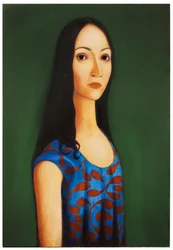 Il vestito blu, 2017 (olio su pannello di legno)