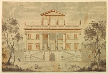 Disegno, prospetto di una villa, 1750-70