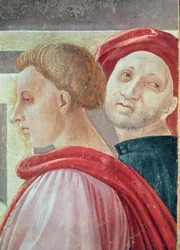 Teste di due uomini, dalla Presentazione di Maria al Tempio, 1433-34 (dettaglio)