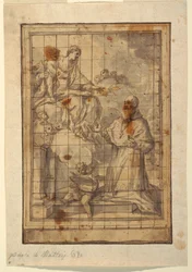 Disegno, Vergine e bambino in gloria, 1600-1700 ca.