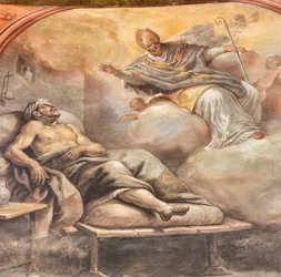 Affreschi di Paolo de Matteis del 1714 sulla volta e sul tamburo, raffiguranti la vita del Santo, Cappella di San Cataldo nella Cattedrale, Taranto, Italia (foto)