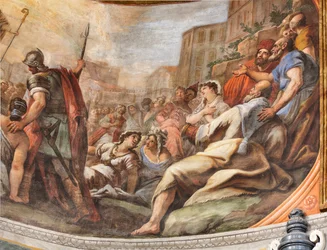 Affreschi di Paolo de Matteis del 1714 sulla volta e sul tamburo, raffiguranti la vita del Santo, Cappella di San Cataldo nella Cattedrale, Taranto, Italia (foto)