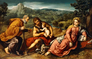La Sacra Famiglia con San Giovanni Battista in un Paesaggio
