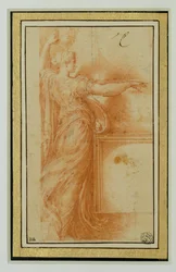 Un caneforo. Sanguigna, riflessi bianchi, carta beige ...