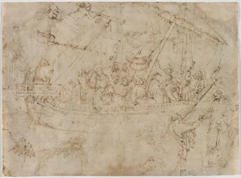 Navicella recto Due disegni di navi verso, c. 1410s