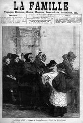 Il pane benedetto, inciso dal dipinto di Dagnan-Bouveret. Copertina del giornale "La famille" del 1888