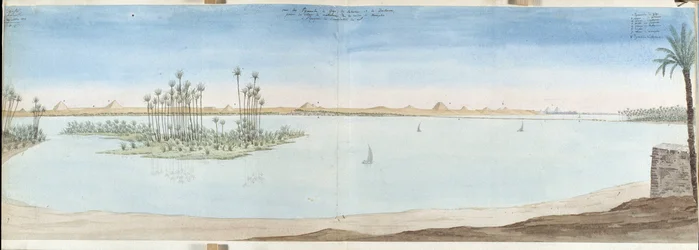 Veduta delle piramidi di Giza, Sakarra e Datekour. Egitto