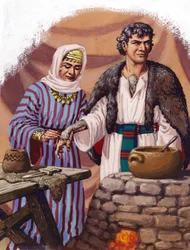 Jocob travestito dalla madre (gouache su carta)