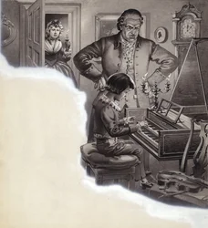 Il giovane Ludwig van Beethoven (gouache su carta)