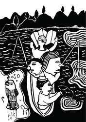 Cattura di un pesce, 2014 (inchiostro e pennello)