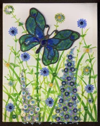 Farfalle, verde e blu, 2016