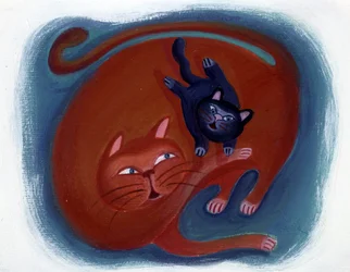 Gatto e il suo gattino - illustrazione di Patrizia La Porta