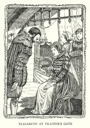 La principessa Elisabetta alla Porta dei Traditori (litografia)