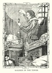 Sir Walter Raleigh nella Torre di Londra (litografia)