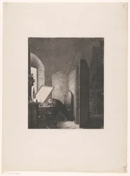 Rembrandt che incide nel suo atelier