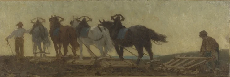 Storia del grano: aratura, semina, erpicatura: Schizzo per la sala di disegno della scuola di rue Dombasle