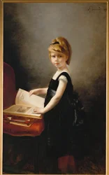 Ragazza che sfoglia un libro (olio su tela)